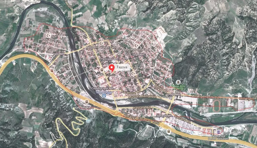 Taşova Uydu Görüntüsü Haritası, Amasya