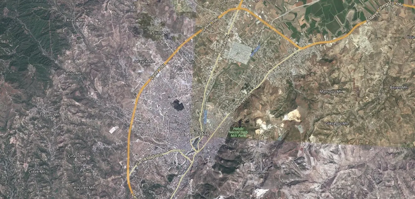 Hatay Uydu Görüntüsü Haritası