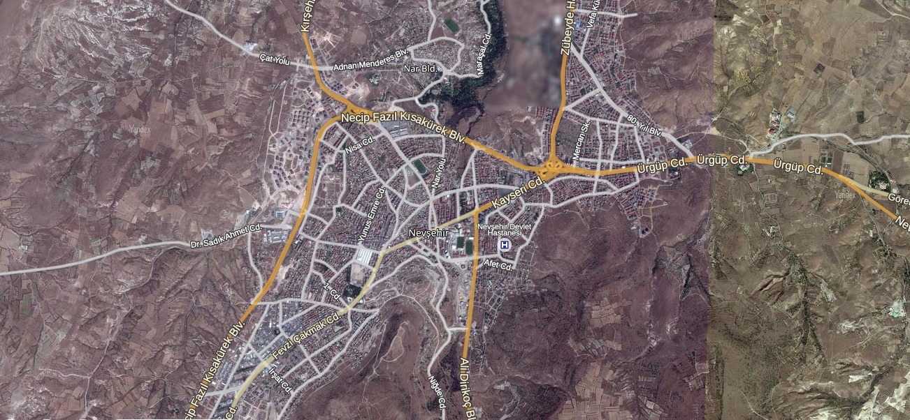 Nevşehir Uydu Görüntüsü Haritası Nevşehir Uydu Görüntüsü