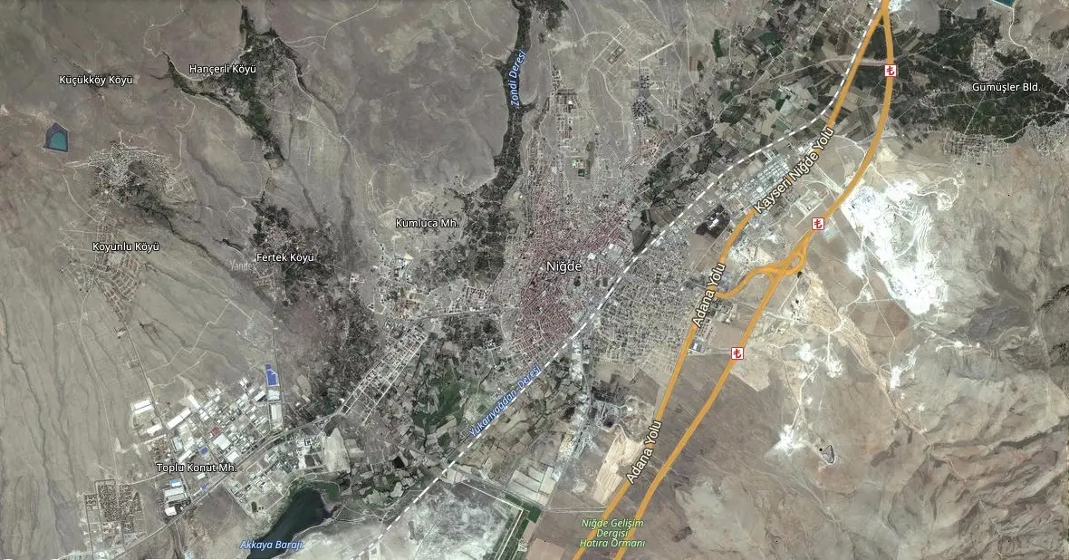 Niğde Uydu Görüntüsü Haritası