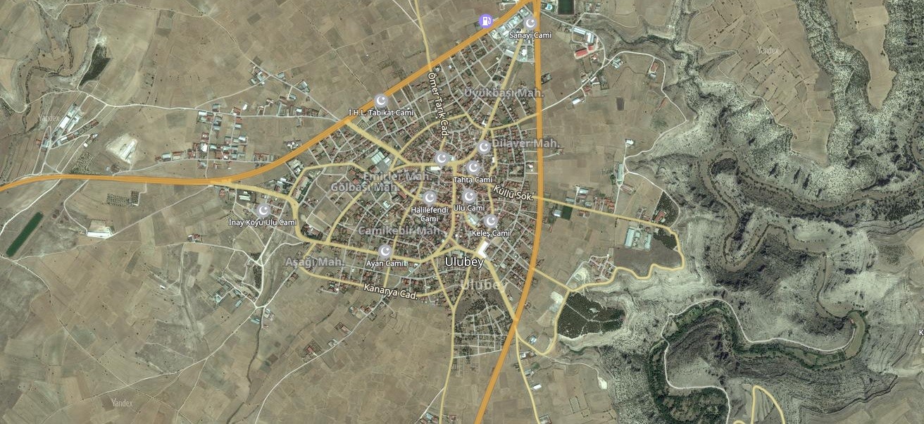 Uşak Ulubey Uydu Görüntüsü ve Haritası Canlı Mobese Şehir Kameraları