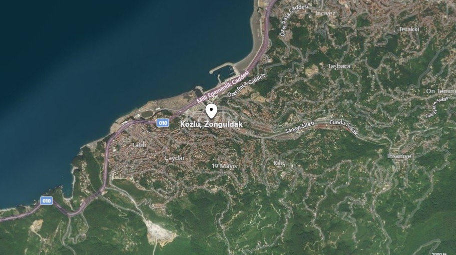 Zonguldak Kozlu Uydu Görüntüsü Haritası