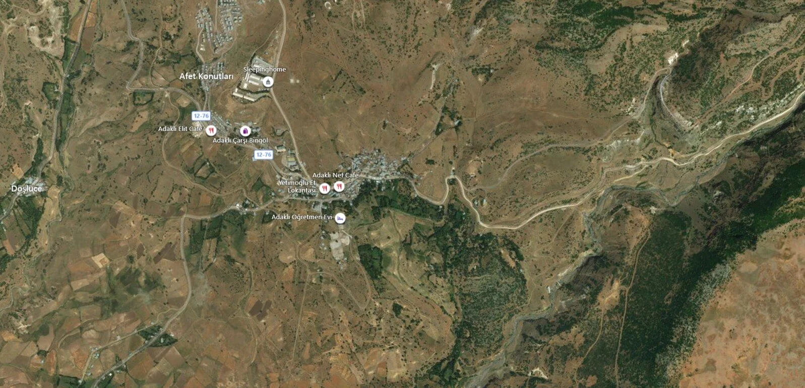 Adaklı Uydu Görüntüsü Haritası, Bingöl