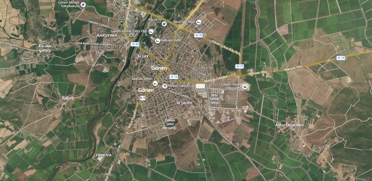 Gönen Uydu Görüntüsü Haritası, Balıkesir