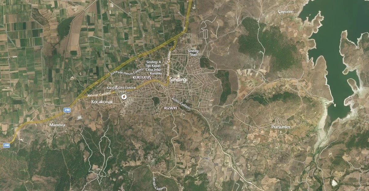 Sındırgı Uydu Görüntüsü Haritası, Balıkesir