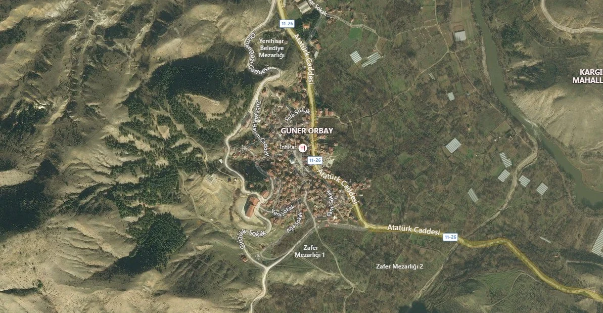 İnhisar Uydu Görüntüsü Haritası, Bilecik