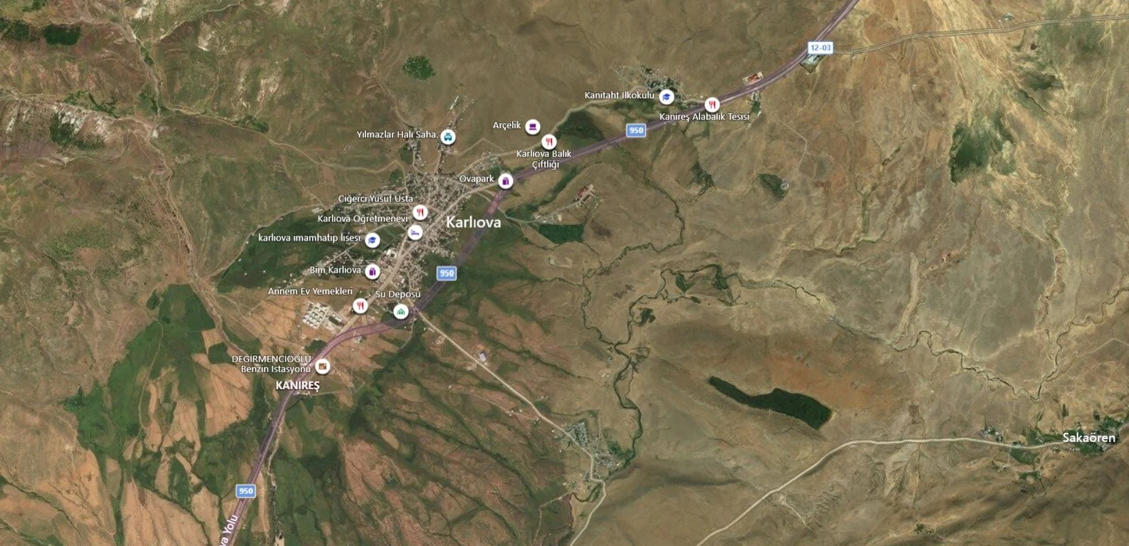 Karlıova Uydu Görüntüsü Haritası, Bingöl