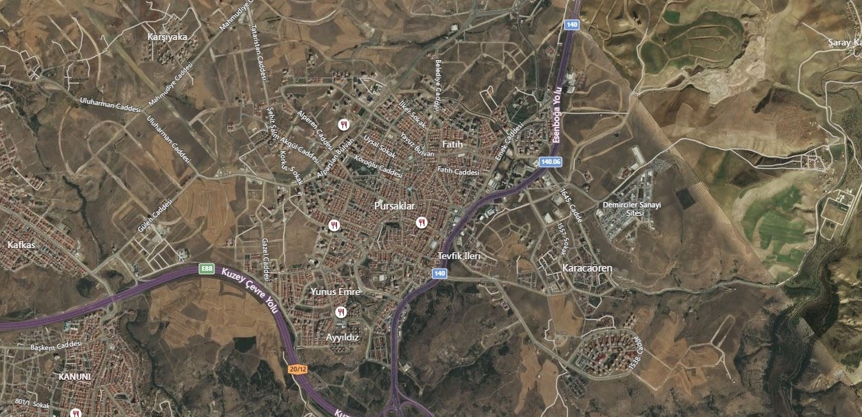 Pursaklar Uydu Görüntüsü Haritası, Ankara