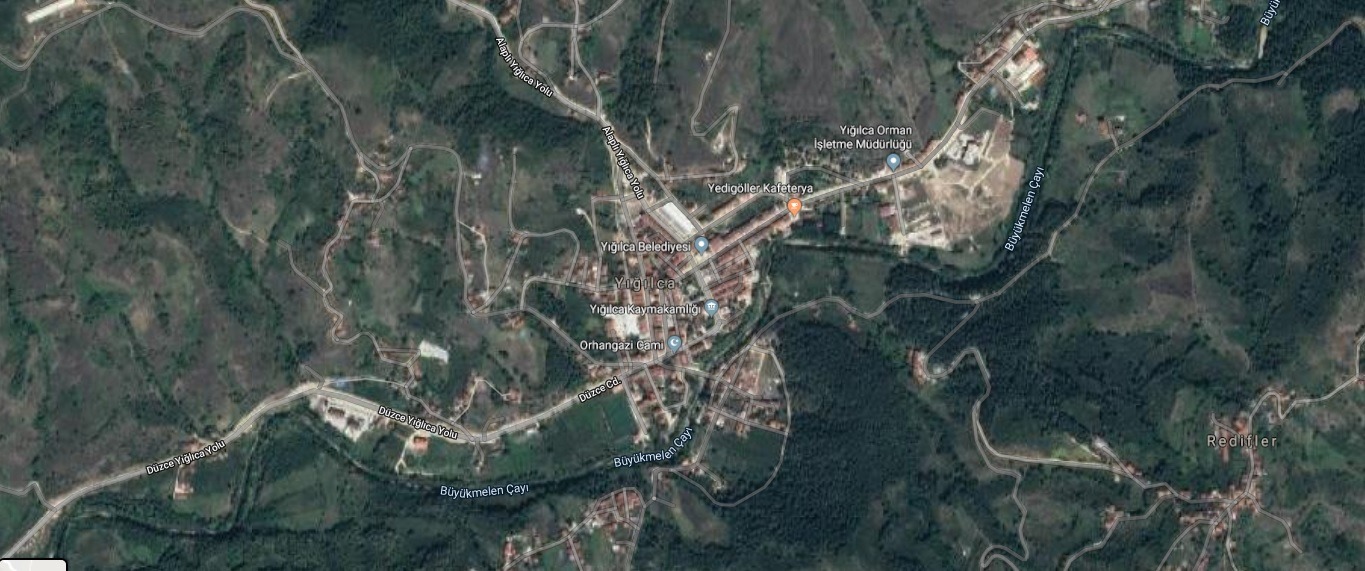 Yığılca Uydu Görüntüsü Haritası, Düzce