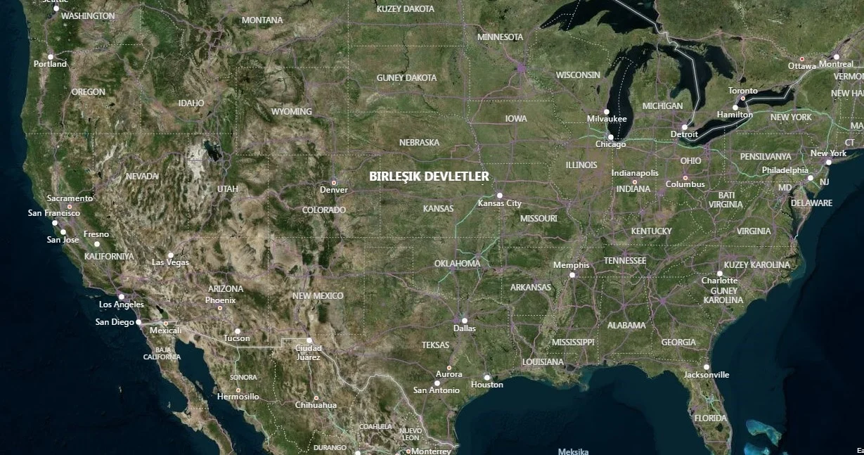 Amerika Uydu Görüntüsü Haritası