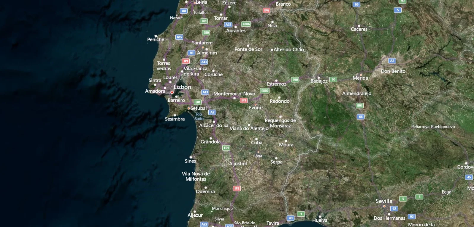 Portekiz Uydu Görüntüsü Haritası